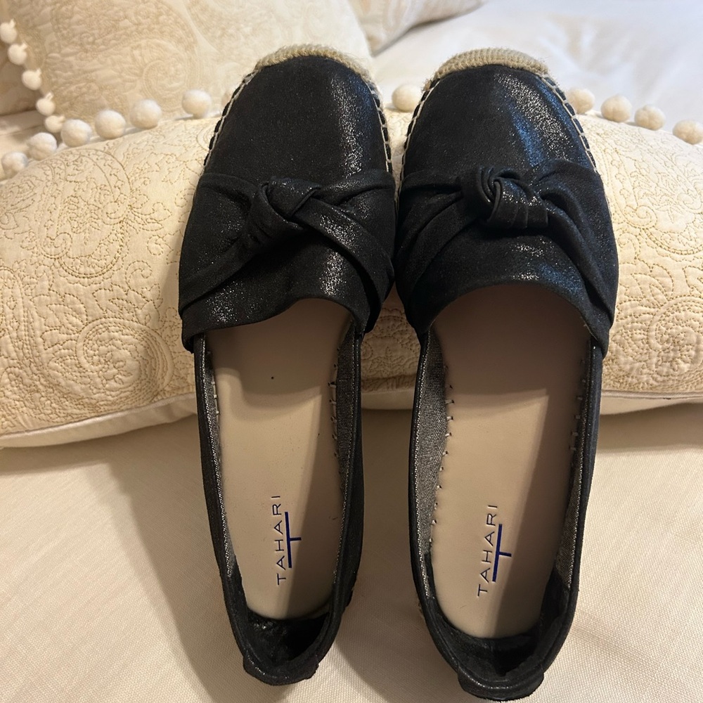 Tahari Black Knotted Espadrille Flats